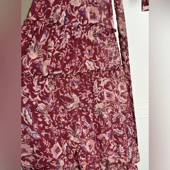 Fate Red Floral Ruffled Tiered Sundress with Bishop Sleeves - Picture 4 of 8